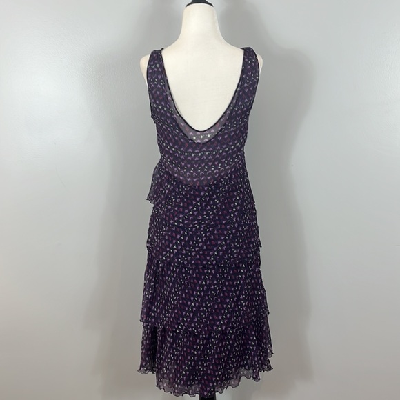 Moschino Cheap and Chic Silk Halter Top Ruffle Dress with Purple Heart Pattern - Picture 10 of 17